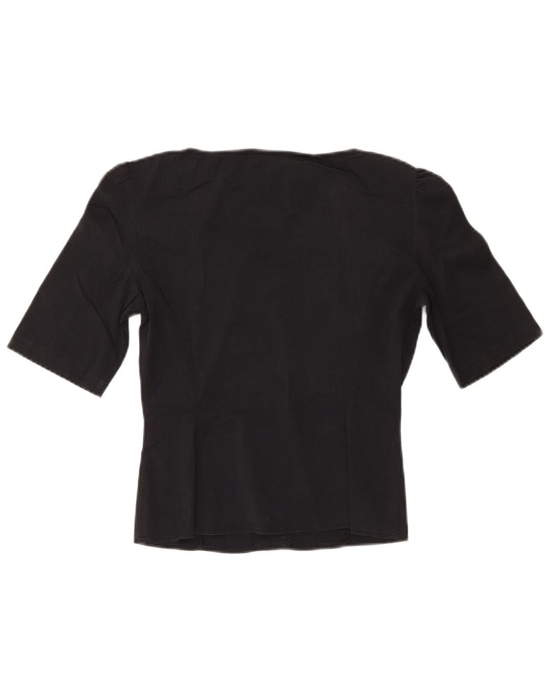 MAX & CO. Blusa corta con volantes en la parte delantera para mujer IT 40 Small Black Cotton