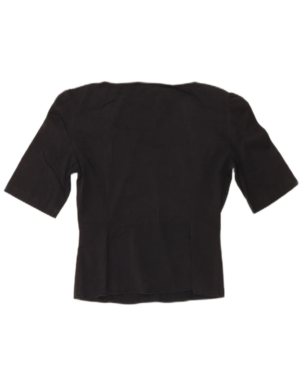 MAX & CO. Blusa corta con volantes en la parte delantera para mujer IT 40 Small Black Cotton