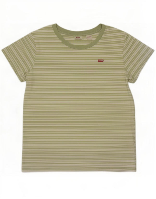 Levi's Camiseta para mujer Top UK 46 Grande Algodón a rayas verdes