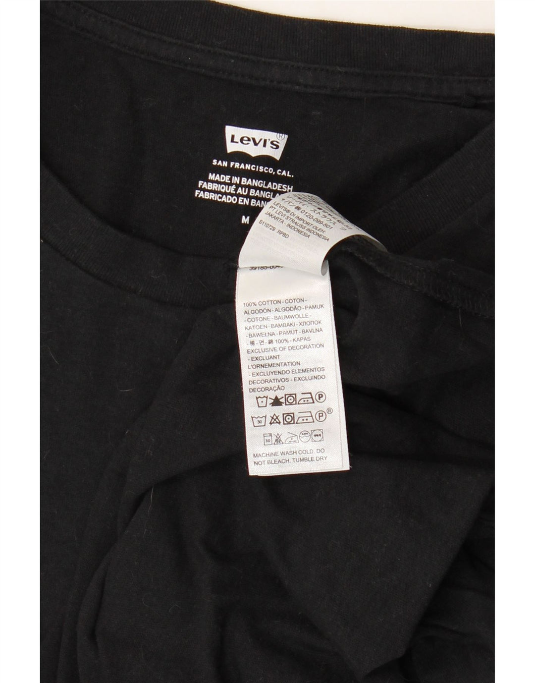 LEVI'S Camiseta para mujer Top UK 12 Medium Black Cotton