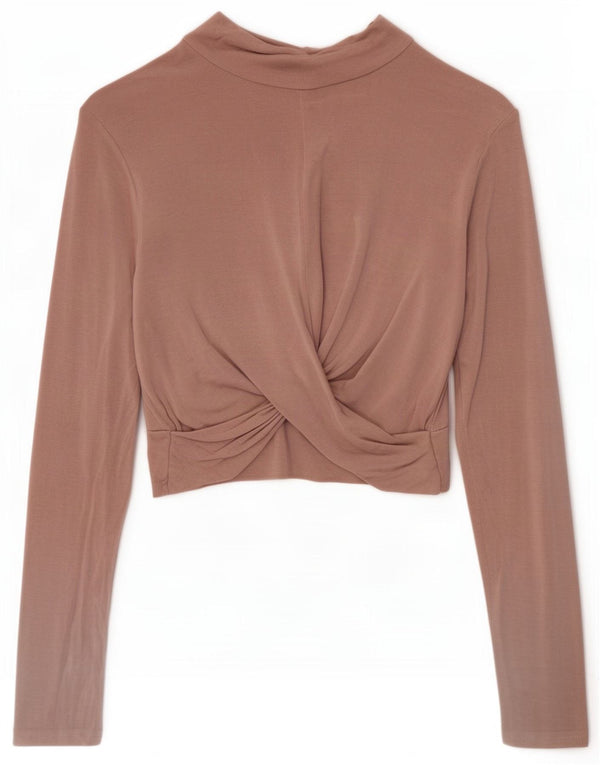 Topshop Top corto para mujer de manga larga UK 8 Small Viscosa rosa
