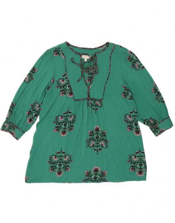 Monsoon Blusa de manga 3/4 para mujer UK 44 Viscosa floral verde medio