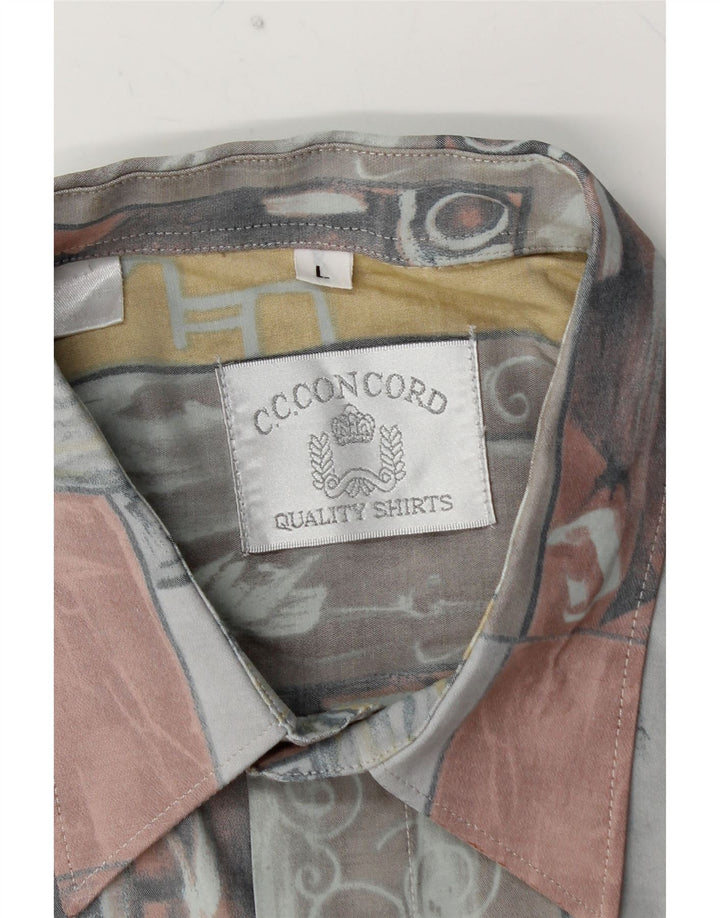 C.C.CONCORD Camisa Manga Corta Hombre Grande Multicolor Geométrico