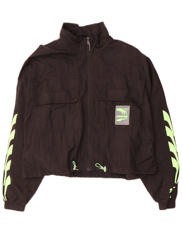 PUMA Chaqueta de chándal extragrande con gráfico corto para mujer UK 40 Grande Negro
