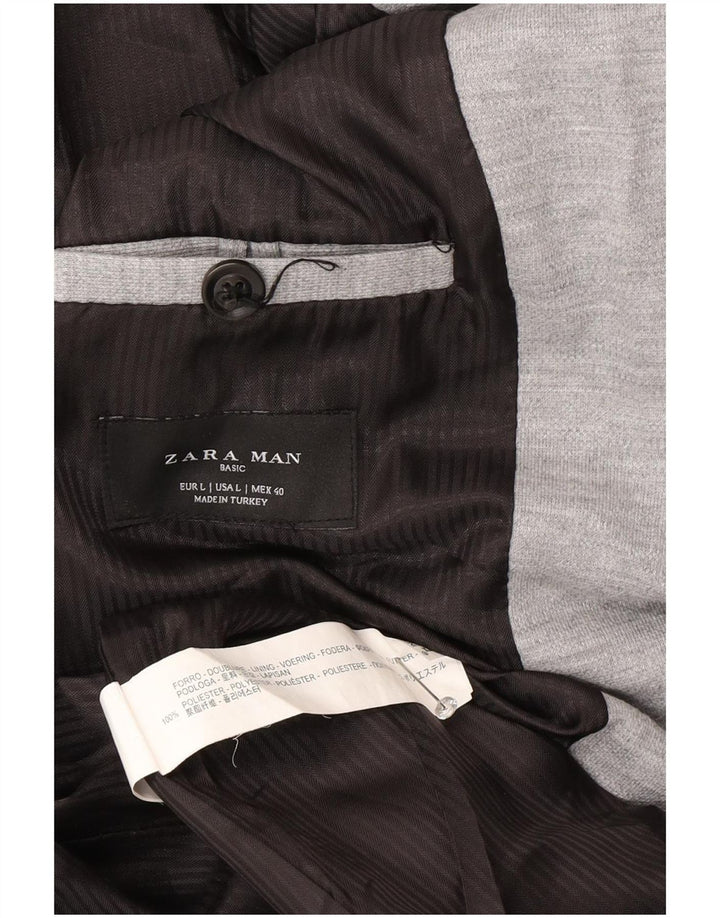 Zara Chaqueta Blazer De 2 Botones Para Hombre UK 40 Large Grey