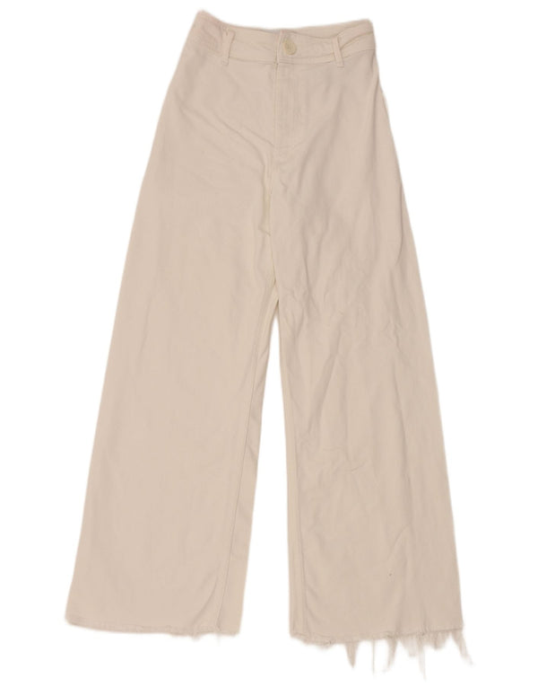 Zara Vaqueros rectos de pierna ancha para mujer EU 34 2XS W24 L27 Algodón blanco