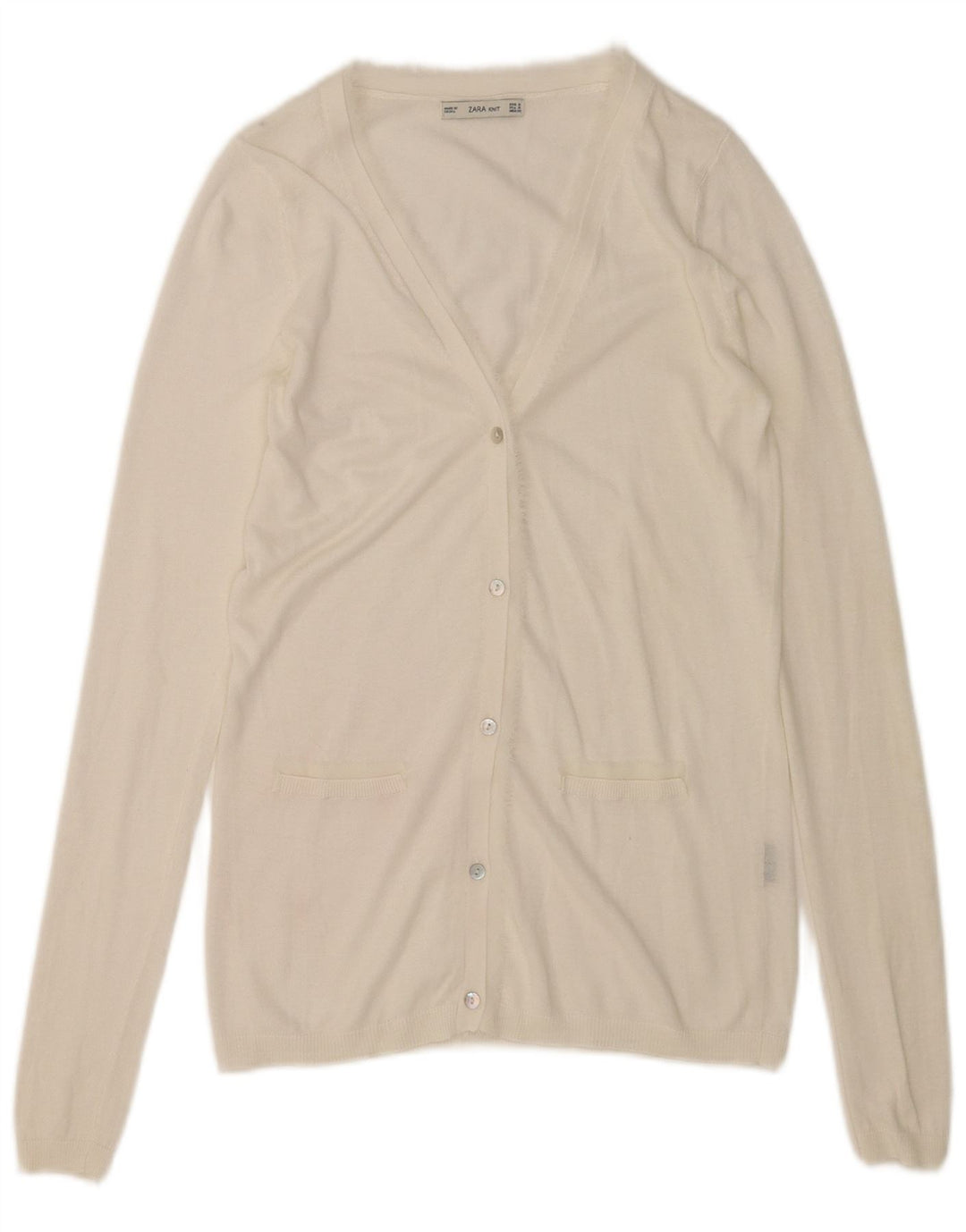 Zara Mujer Cárdigan Suéter UK 10 Small Blanco