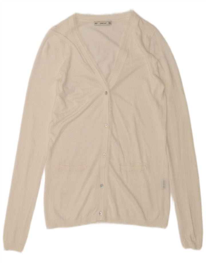 Zara Mujer Cárdigan Suéter UK 10 Small Blanco