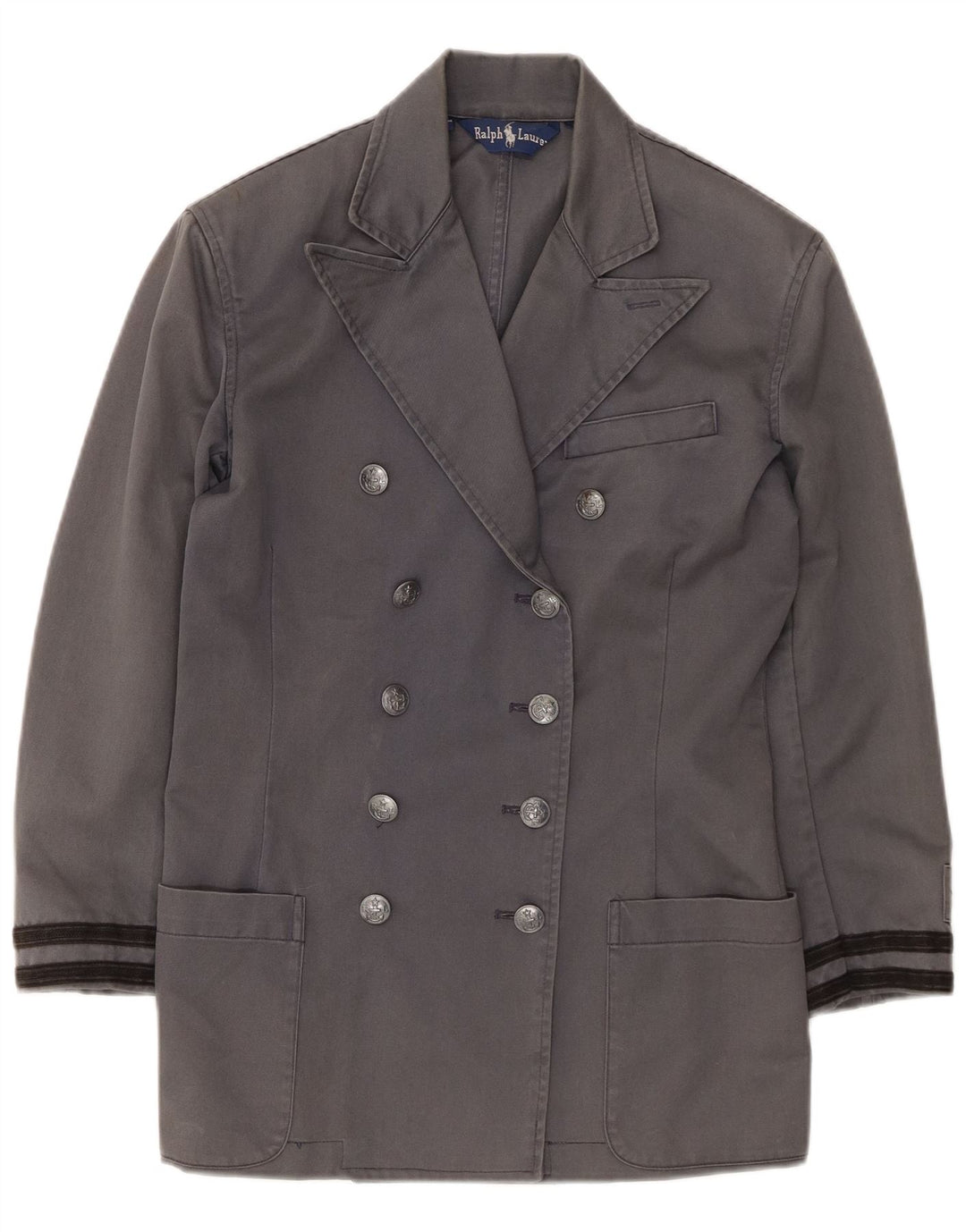 Ralph Lauren Abrigo de doble botonadura para mujer US 4 Pequeño Algodón gris