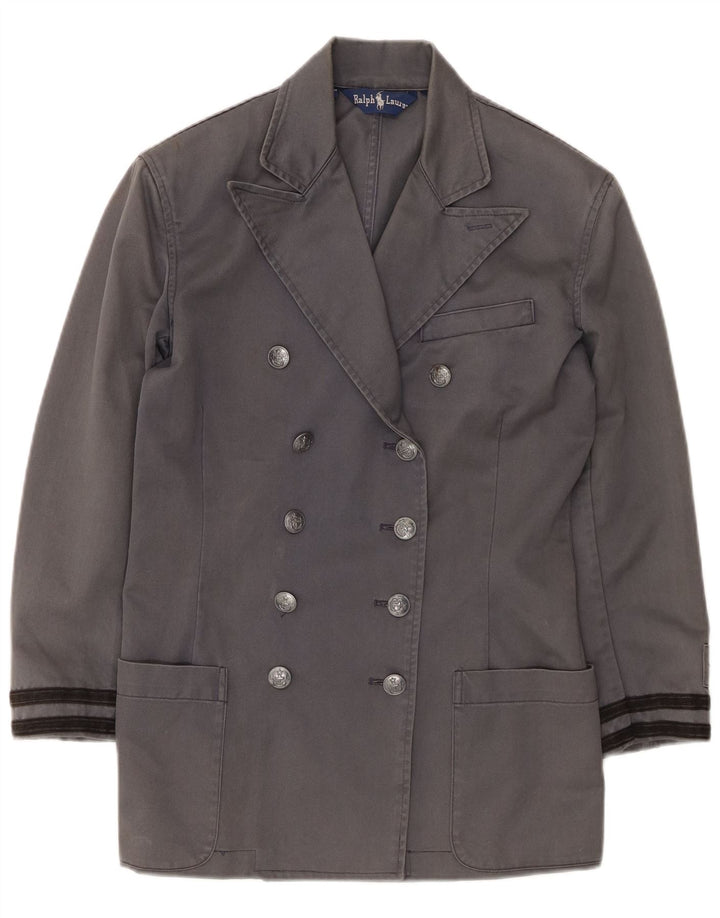 Ralph Lauren Abrigo de doble botonadura para mujer US 4 Pequeño Algodón gris