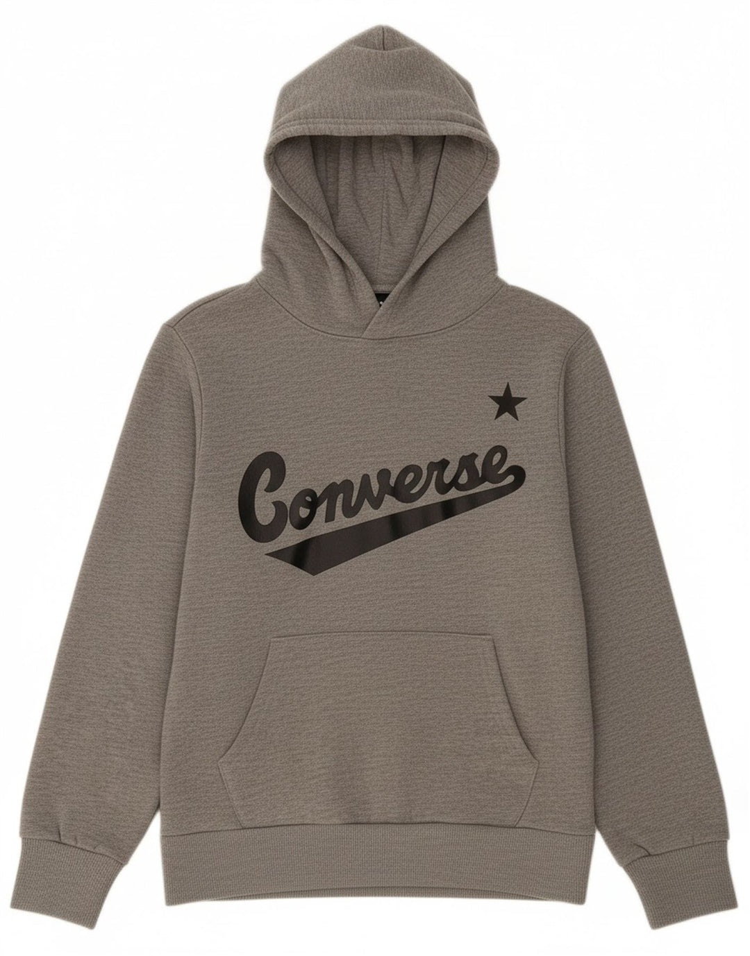 CONVERSE Boys Graphic Hoodie Jumper 10-11 Years Medium Grey Cotton