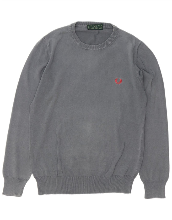 FRED PERRY Jersey de cuello redondo para hombre de algodón gris medio