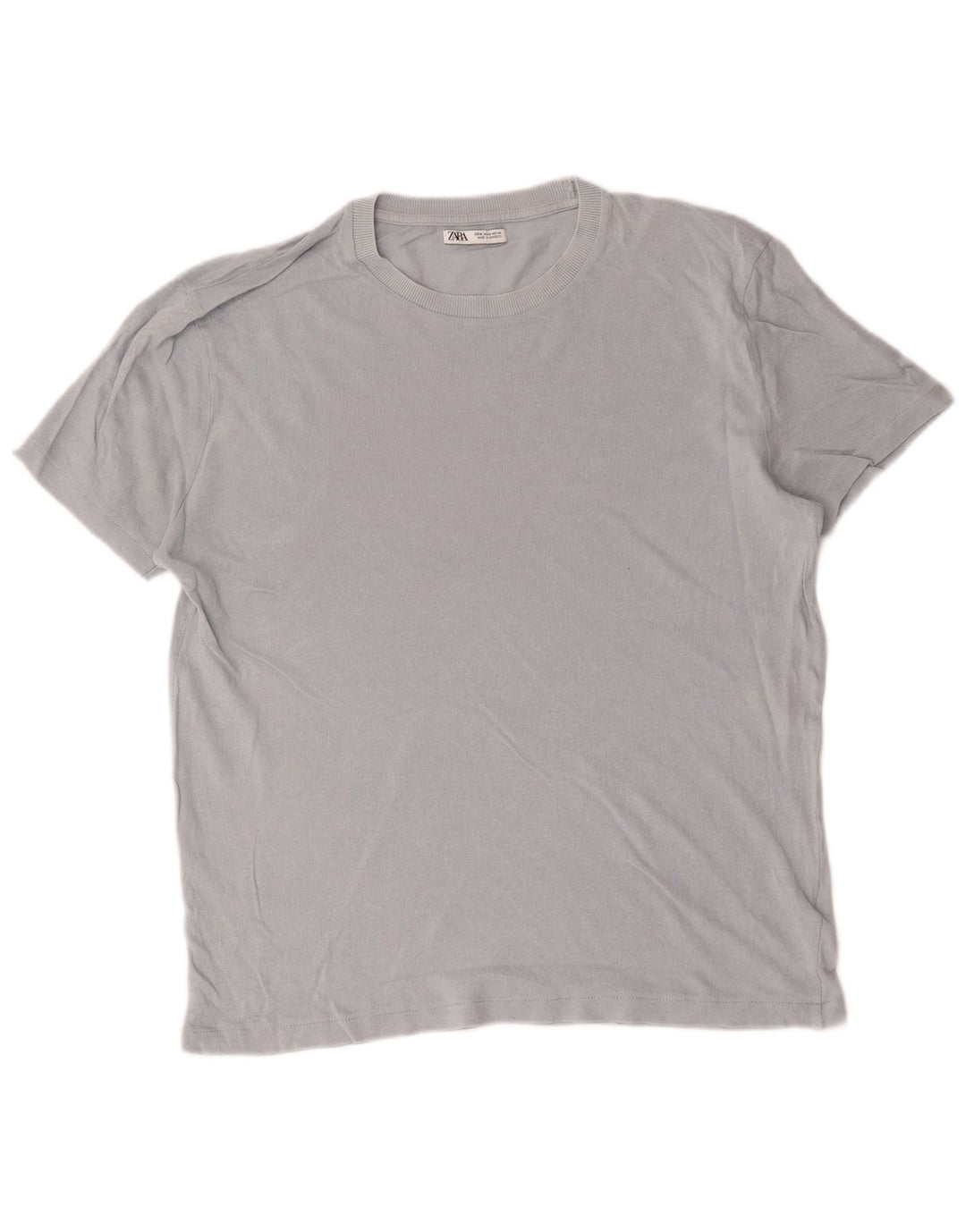 Zara Hombre Camiseta Top Algodón Gris Medio