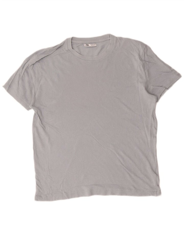 Zara Hombre Camiseta Top Algodón Gris Medio