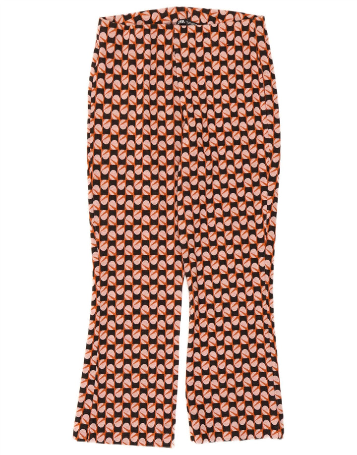 Zara Mujer Pantalón Casual Bootcut Grande W30 L26 Multicolor Geométrico