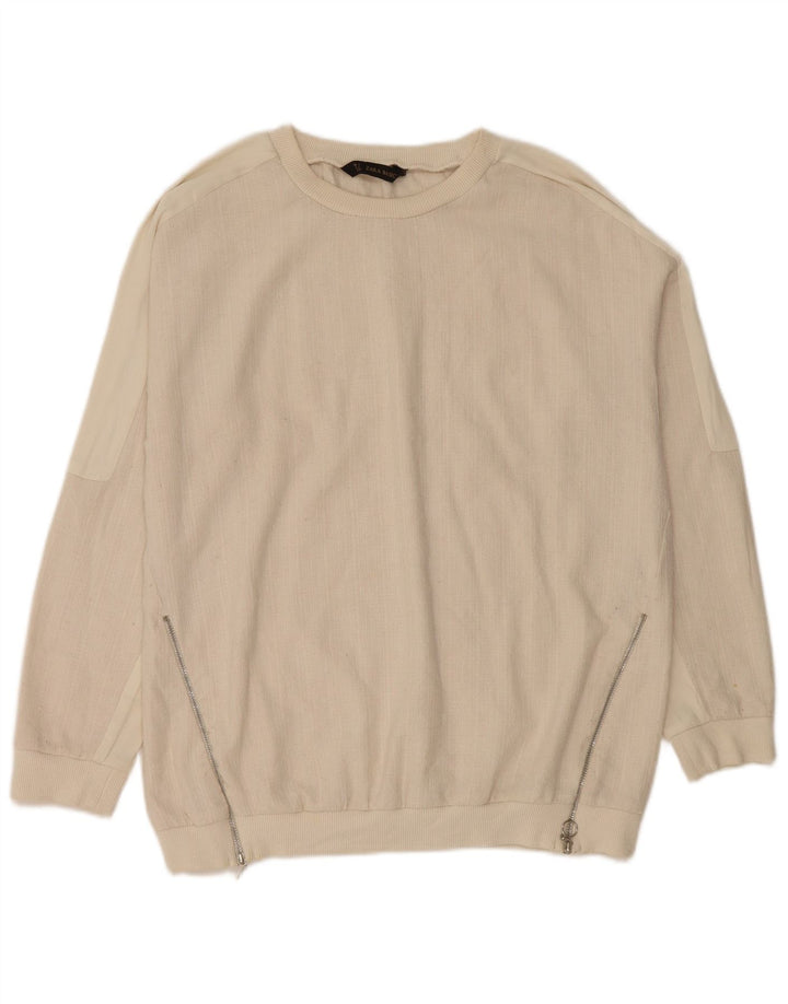 Zara - Sudadera para mujer, talla 40, talla grande, algodón blanco roto