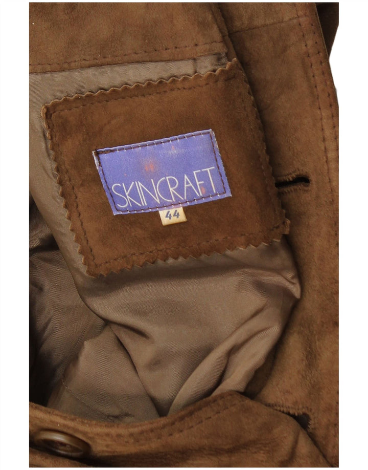 VINTAGE Chaqueta bomber de ante para hombre IT 44 XS Marrón