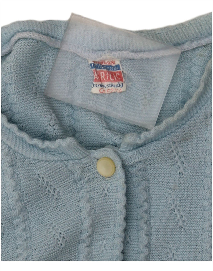 Vintage mujer crop cardigan suéter IT 52/54 2XL azul acrílico