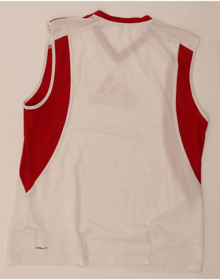 Adidas Hombre Climalite Graphic Vest Top Medio Blanco Colorblock Poliéster
