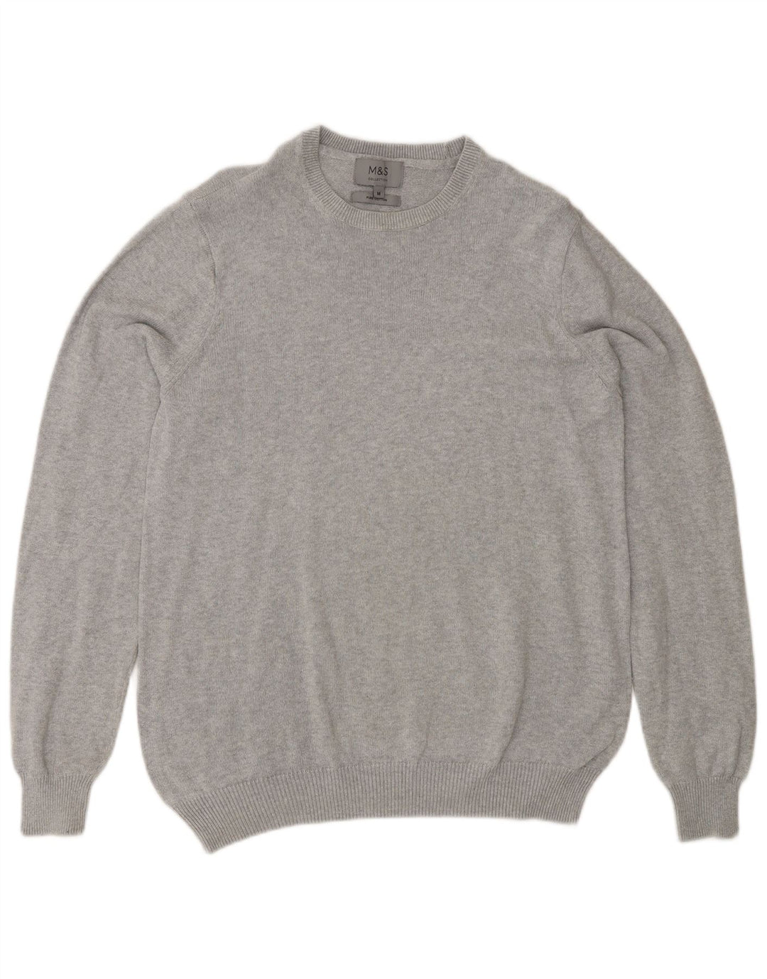Marks & Spencer Jersey de cuello redondo para hombre de algodón gris medio