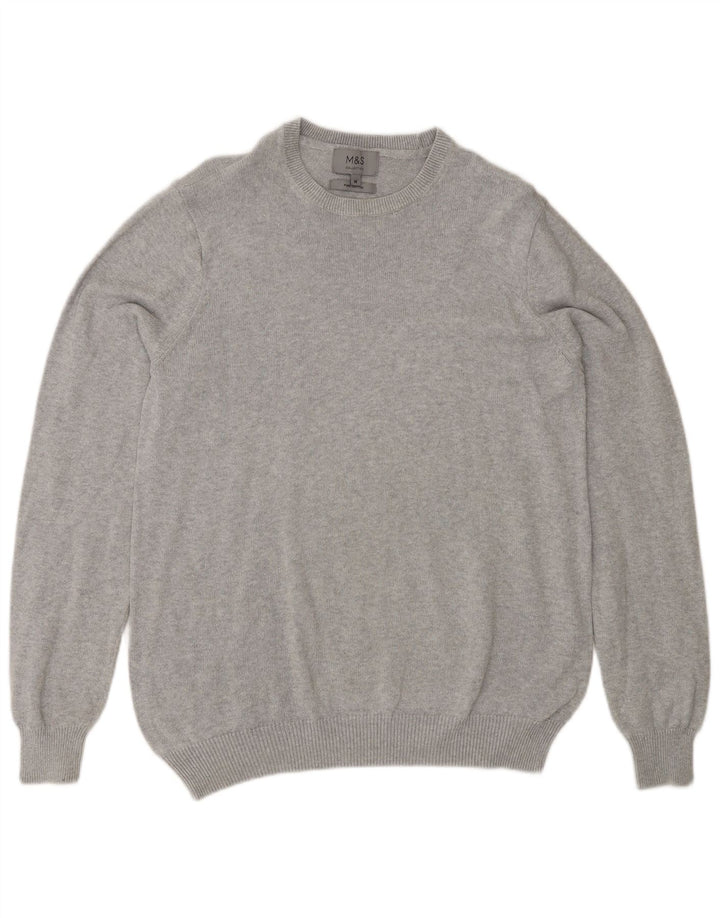 Marks & Spencer Jersey de cuello redondo para hombre de algodón gris medio