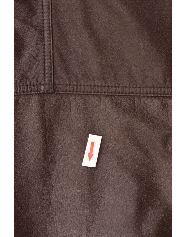 Itallo Chaleco utilitario de cuero para hombre IT 60 4XL Marrón
