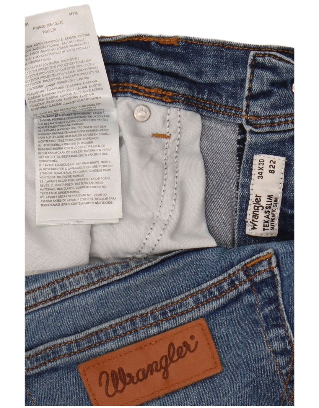 Vaqueros ajustados para hombre Wrangler W34 L30 Algodón azul