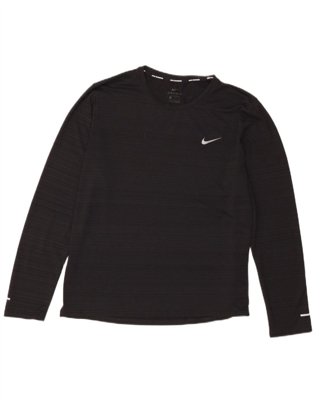 Nike Camiseta Dri Fit para mujer de manga larga UK 46 Grande Poliéster a rayas negras
