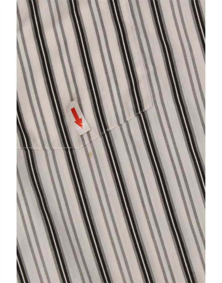 Camisa vintage para hombre grande a rayas blancas