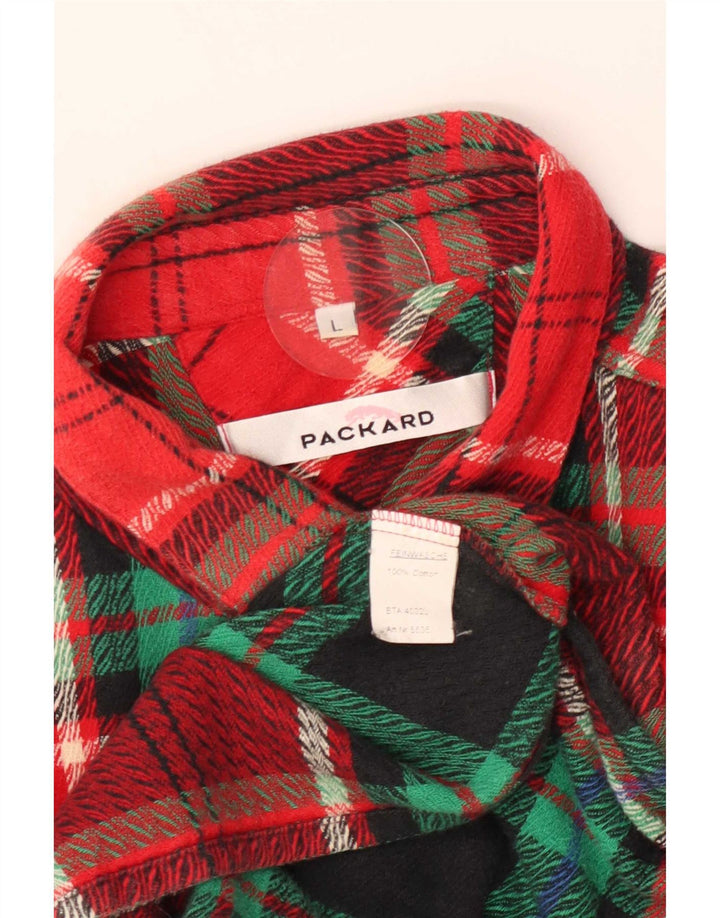 Camisa de franela Packard para hombre de algodón a cuadros rojos grandes