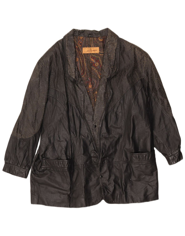 Vintage hombres chaqueta de cuero suelta ajuste IT 46 cuero negro pequeño