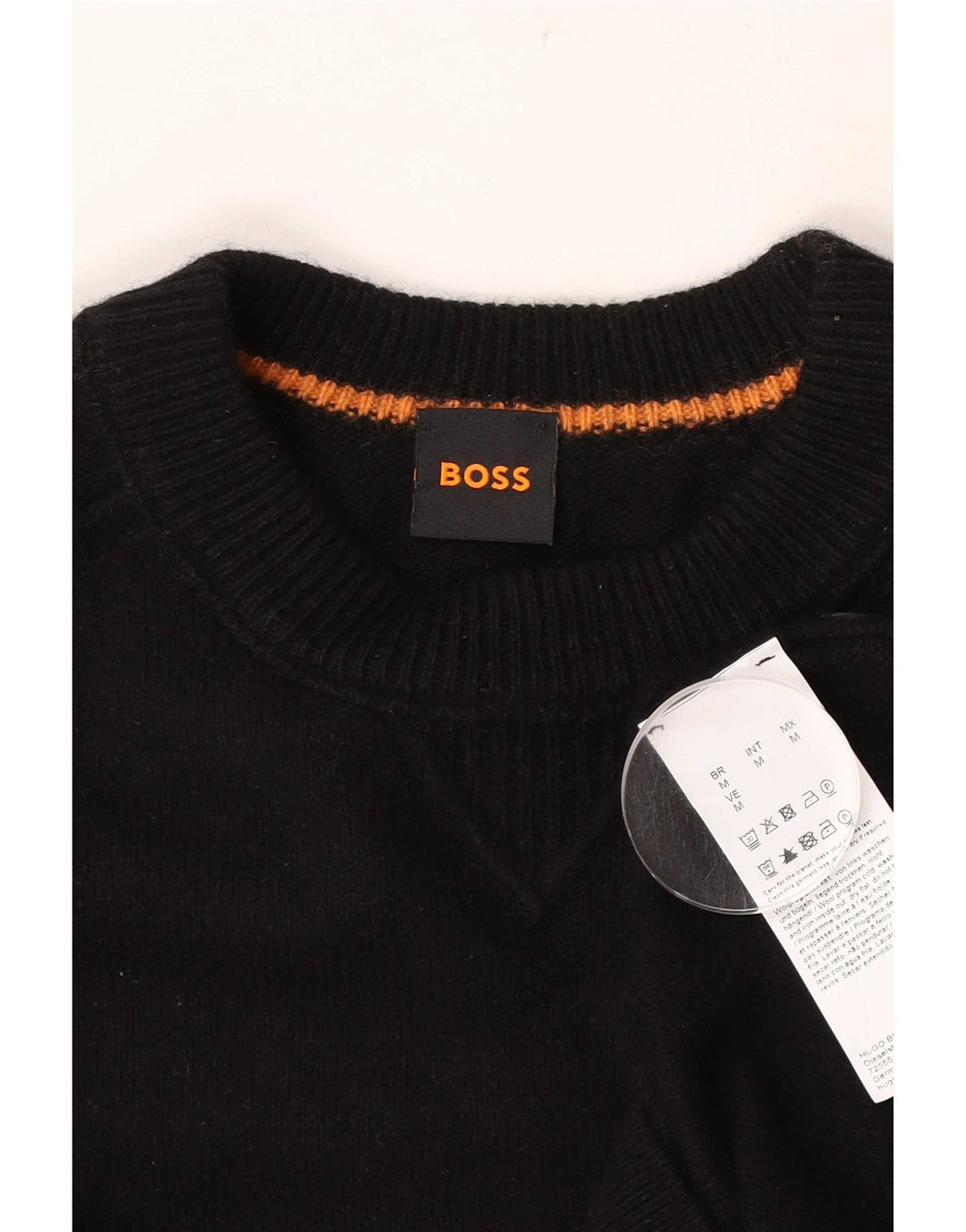 Hugo Boss Hombre | Jersey con cuello redondo y gráfico de algodón negro mediano