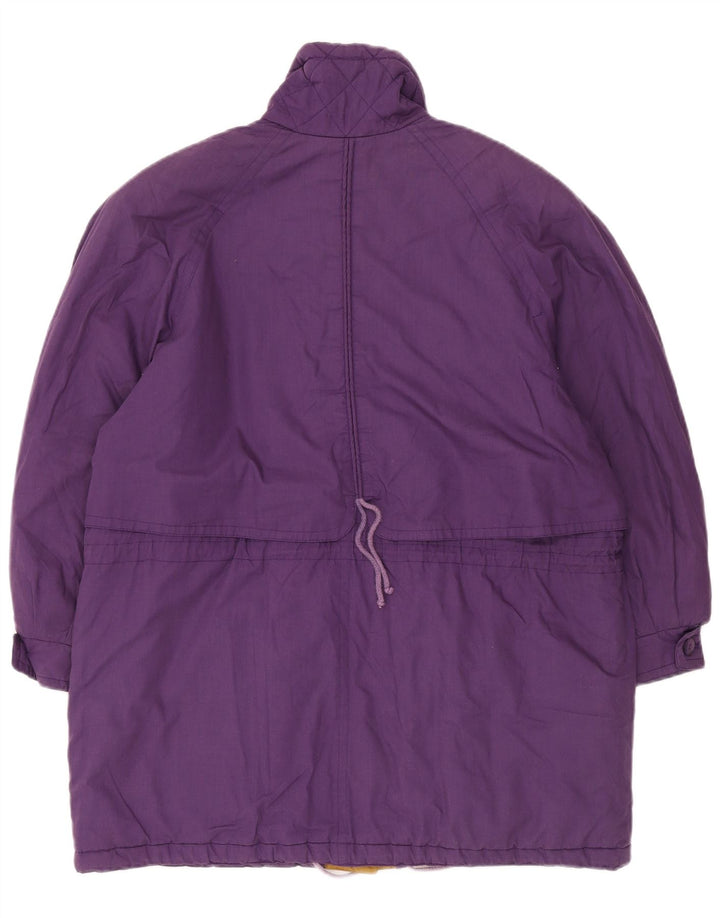 Vintage mujer oversized cortavientos abrigo Reino Unido 14 poliéster púrpura grande