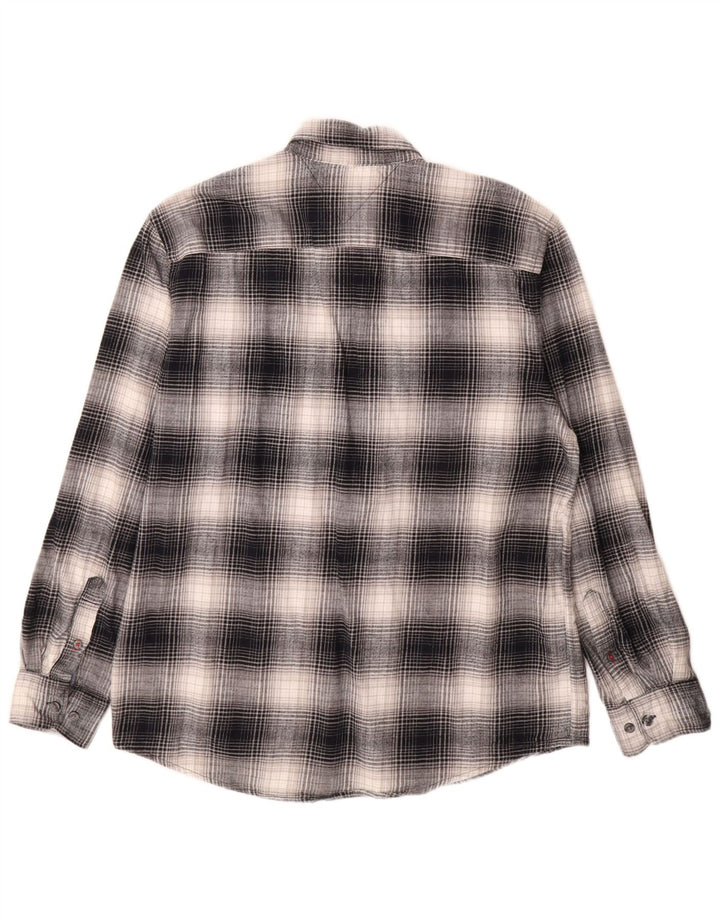 Tommy Hilfiger Camisa de franela de ajuste regular para hombre XL Algodón a cuadros gris