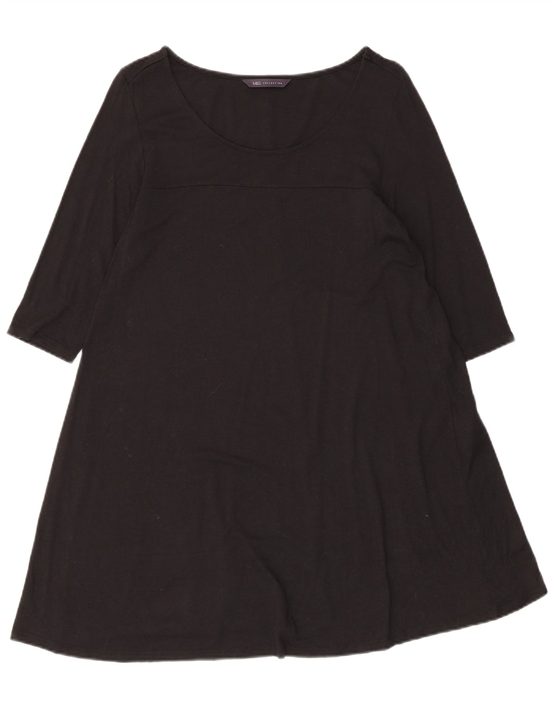 Marks & Spencer Vestido acampanado de manga 3/4 para mujer UK 8 Small Viscosa negra
