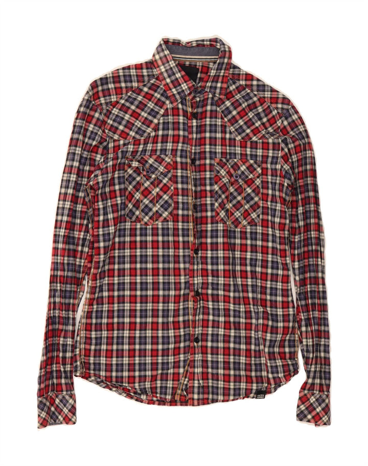 JACK & JONES Mens Graphic Shirt Small Red Check Cotton Vintage Jack & Jones and Second-Hand Jack & Jones from Messina Hembry 