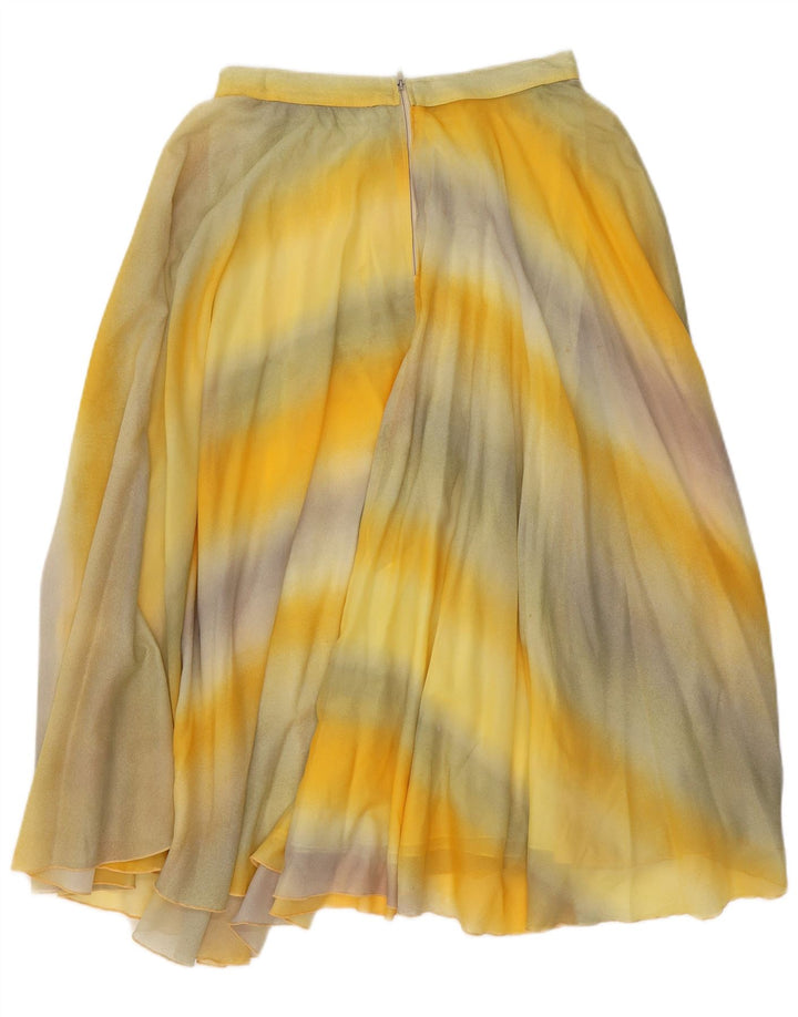 VINTAGE Womens Flared Skirt W26 Small Yellow Tie Dye