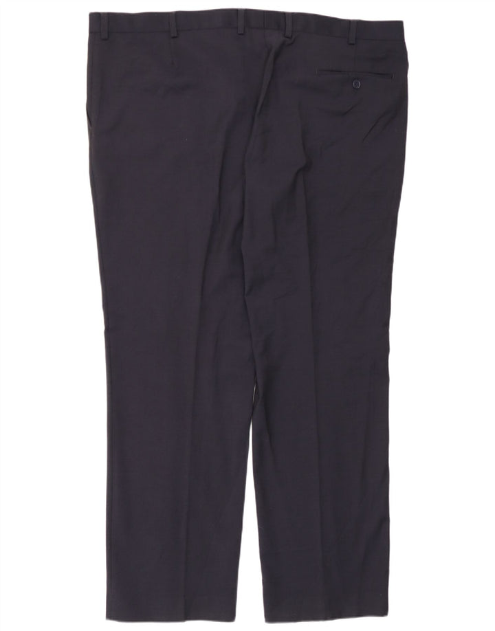 Marks & Spencer Pantalón de traje de corte regular para hombre W44 L31 Lana azul marino