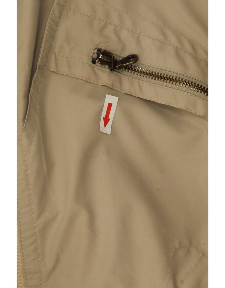 Vintage mujer chaqueta de lluvia Reino Unido 18 XL beige colorblock poliéster