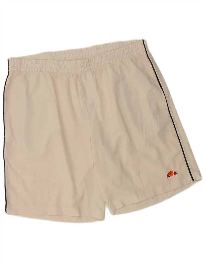 ELLESSE Pantalones cortos deportivos para hombre poliéster blanco roto medio