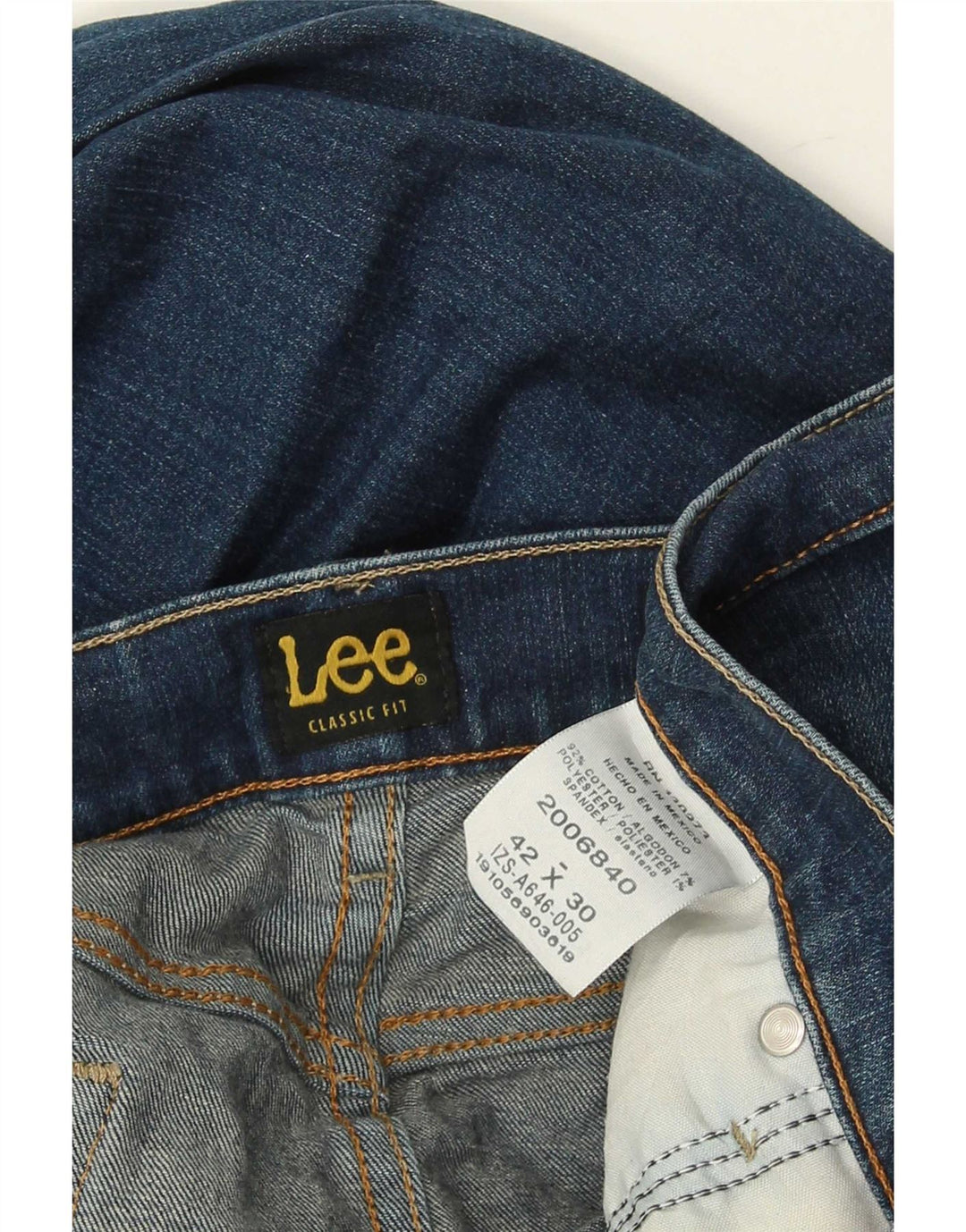 Vaqueros rectos de corte clásico para hombre Lee W42 L30 Algodón azul