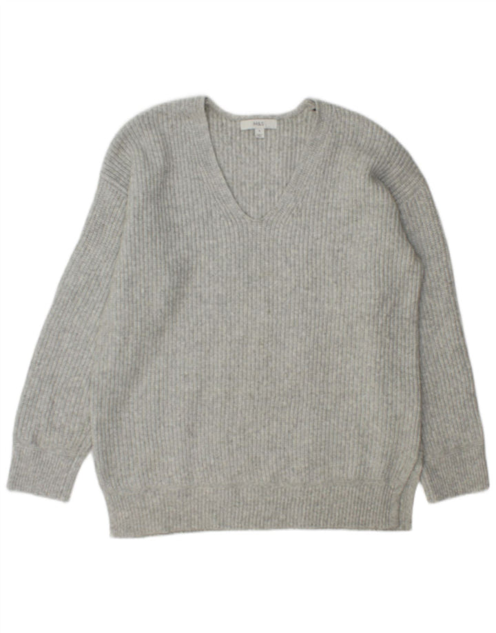 Marks & Spencer Jersey con cuello en V para mujer UK 44 Poliéster gris medio