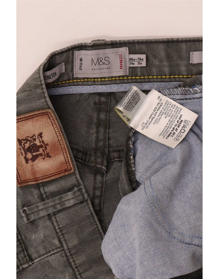 Marks & Spencer Vaqueros rectos y elásticos para hombre W34 L31 Algodón gris