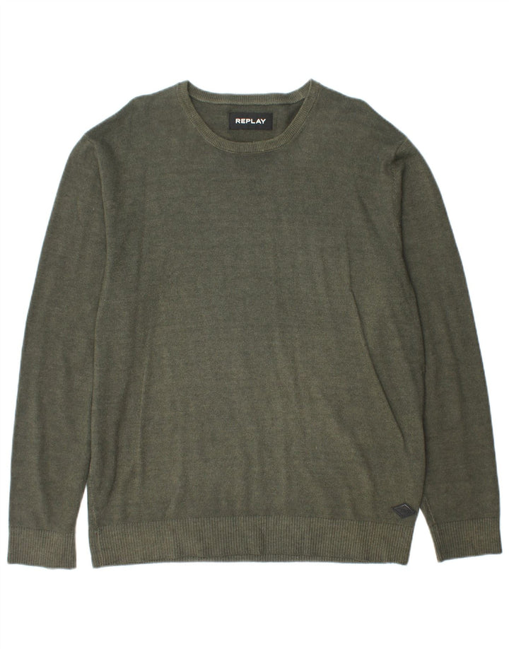 REPLAY Jersey con Cuello Barco para Hombre XL Lana Caqui
