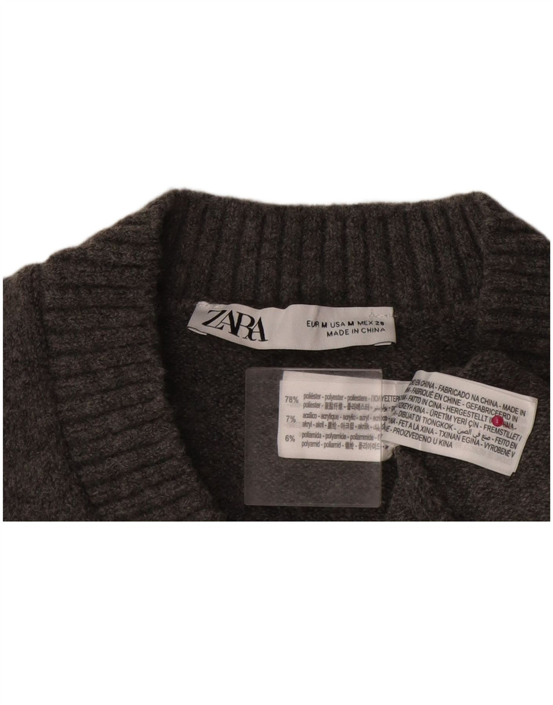 Zara Mujer Chaleco Tank Top UK 44 Poliéster Gris Medio