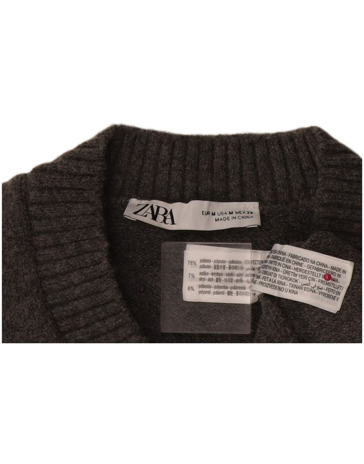 Zara Mujer Chaleco Tank Top UK 44 Poliéster Gris Medio