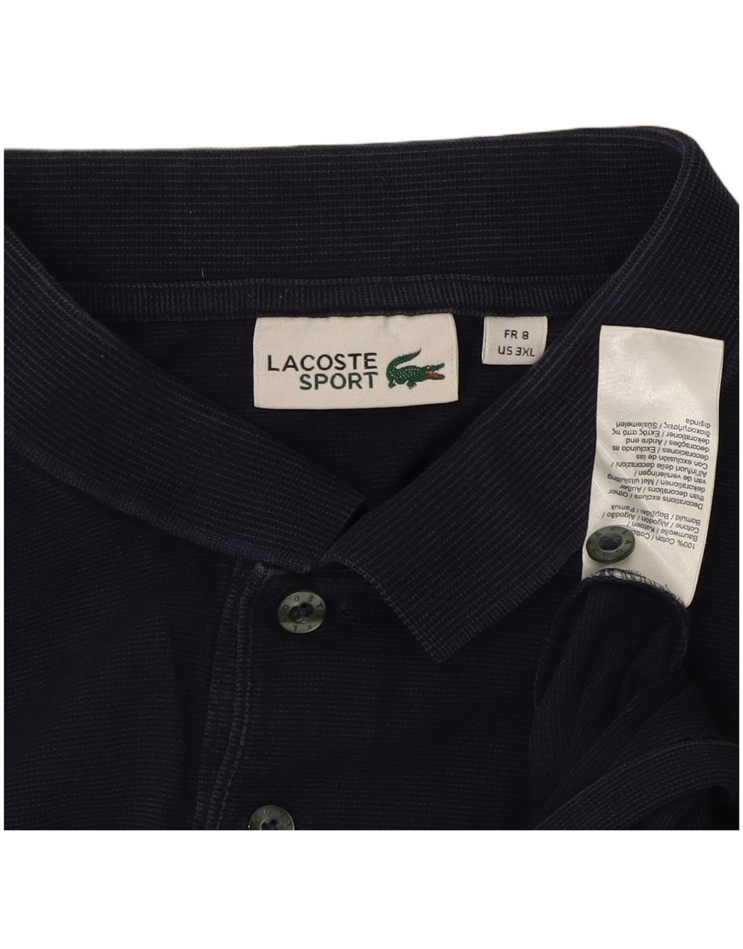 Polo Lacoste para hombre talla 8 3XL algodón azul marino
