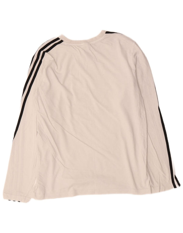 Adidas Mujer Top Manga Larga UK 16/18 Grande Blanco Algodón