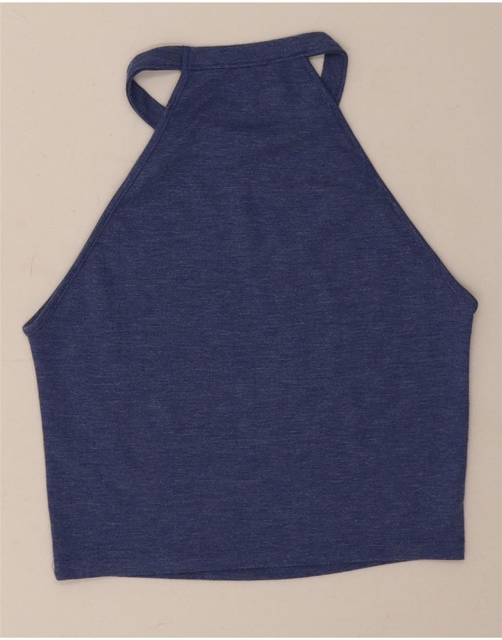 Zara Mujer Crop Halter Top UK 10 Small Azul