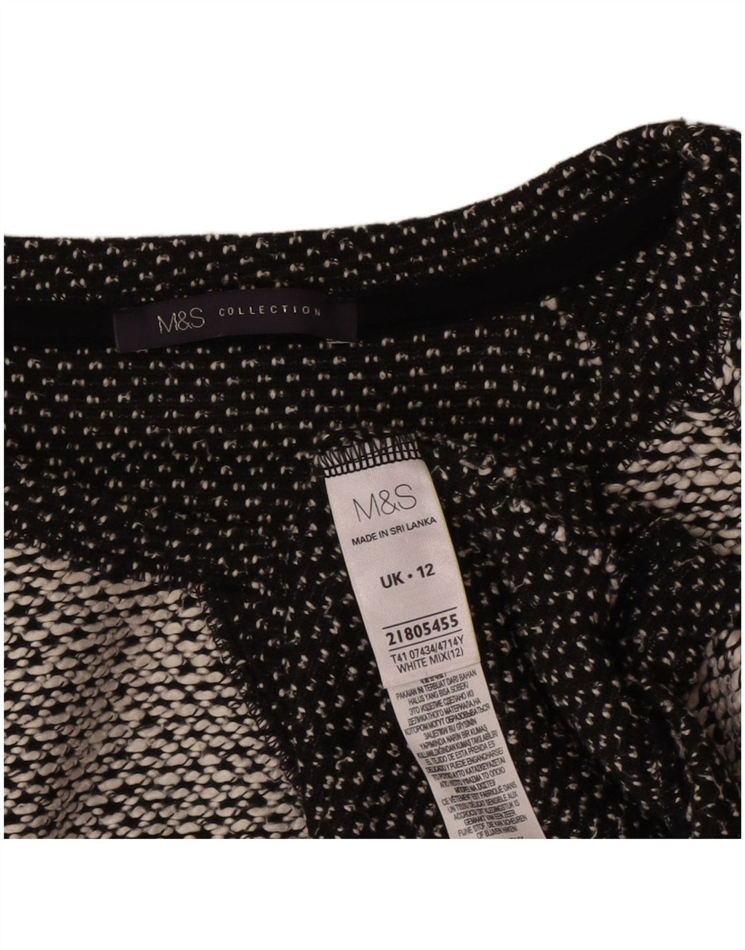 Marks & Spencer Suéter tipo jersey con cuello barco para mujer Reino Unido 40 Mediano Blanco moteado